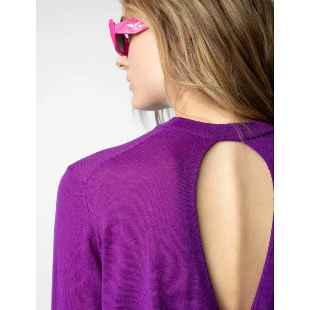 Zadig & Voltaire Emma We Goa Purple Merino Wool Sweater L - Picture 6 of 16